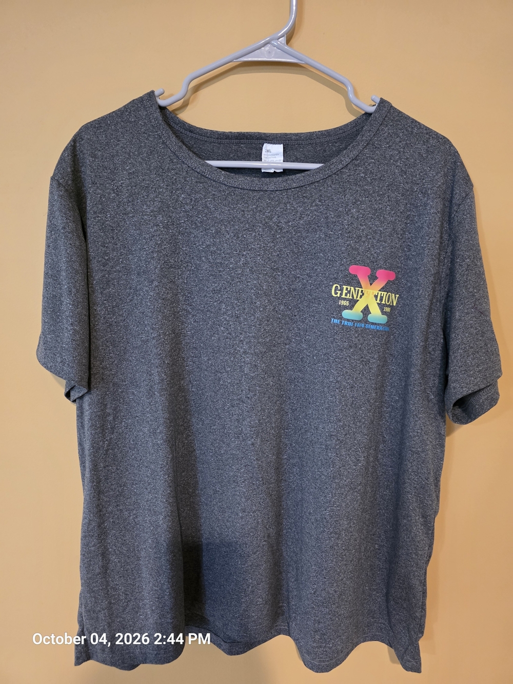 Generation Y Short Sleeve Heather Gray Tee with Multicolor Chest Logo